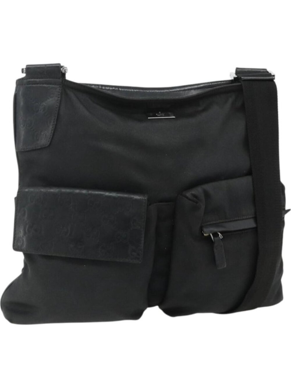 GUCCI Shoulder Bag Canvas Black Silver 169937